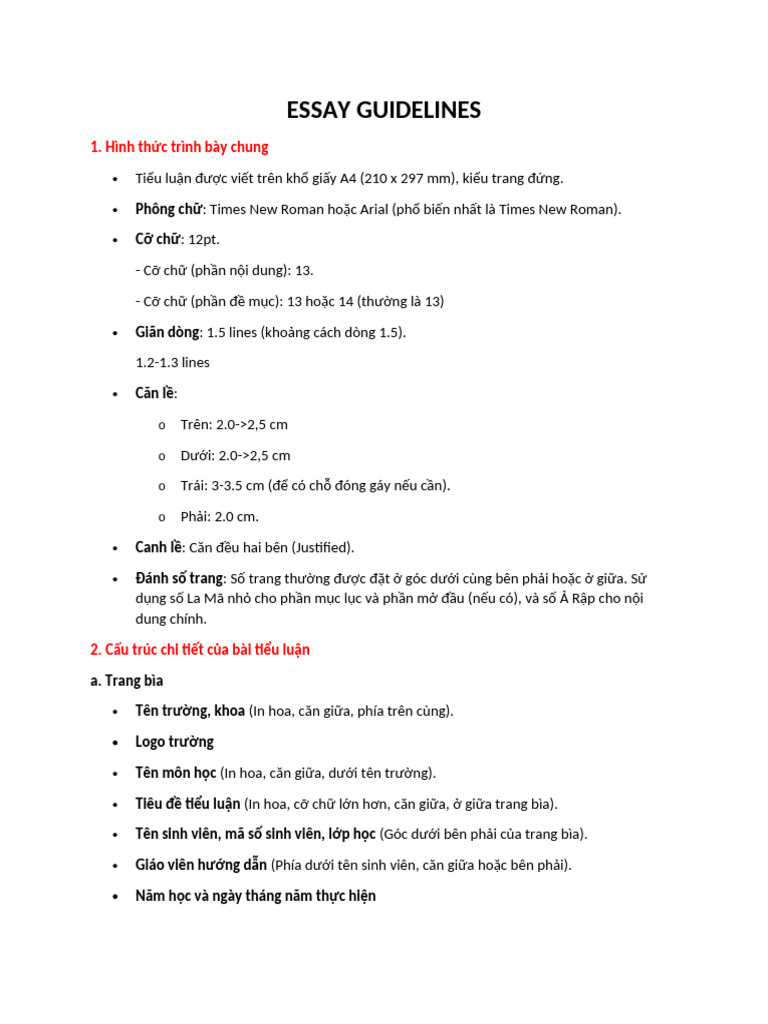 Essay Guidelines Pdf
