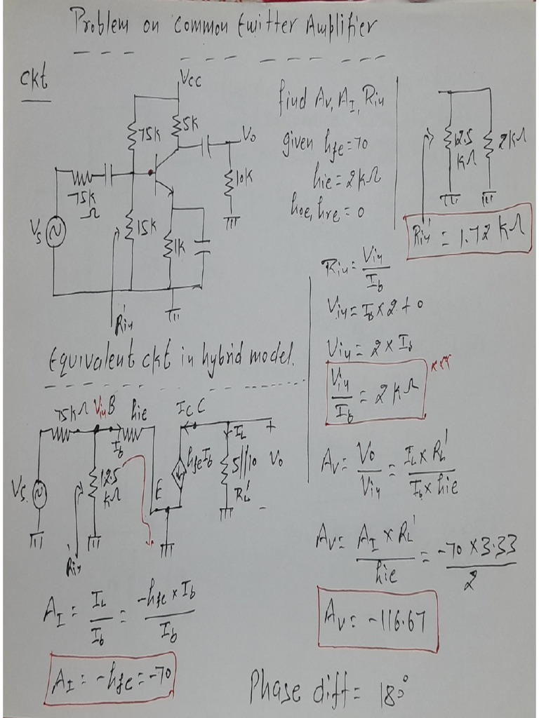 Lec 75 To 79 Solved Problems On AC Analysis of BJT Amplifier With | PDF