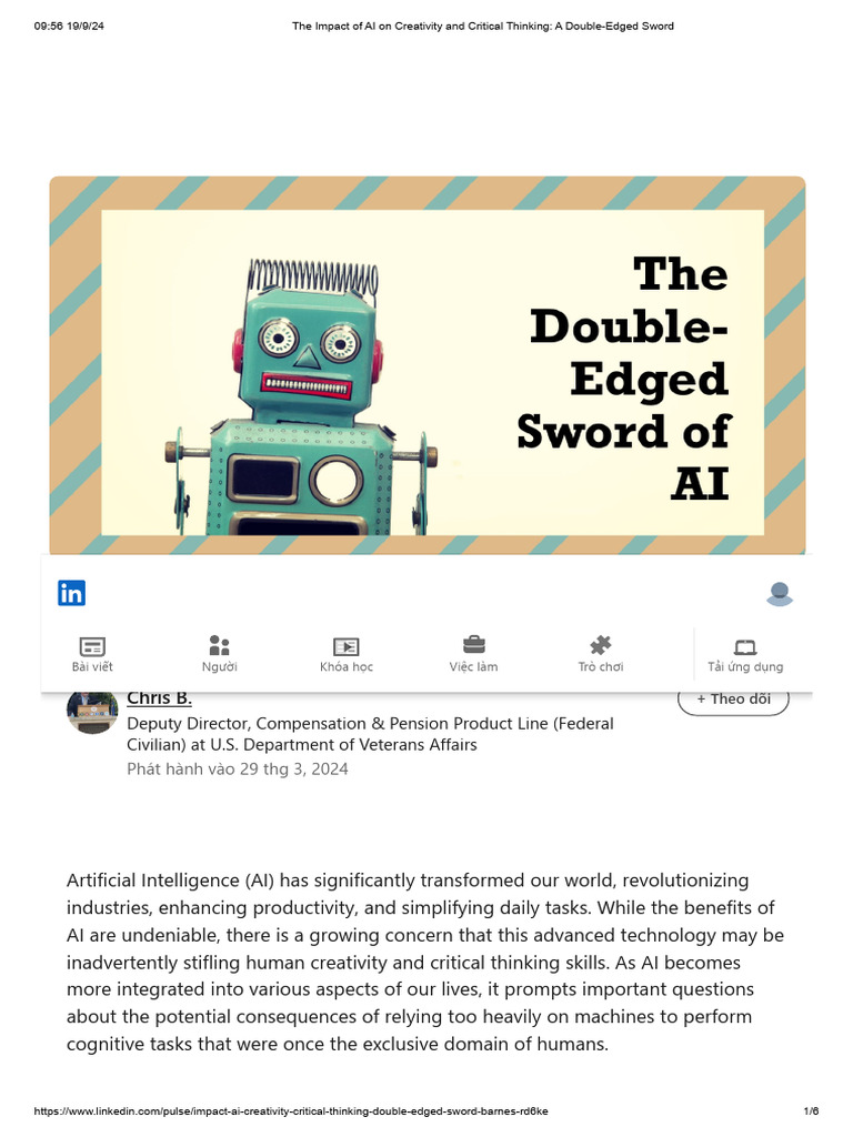 The Impact of AI On Creativity and Critical Thinking - A Double-Edged ...