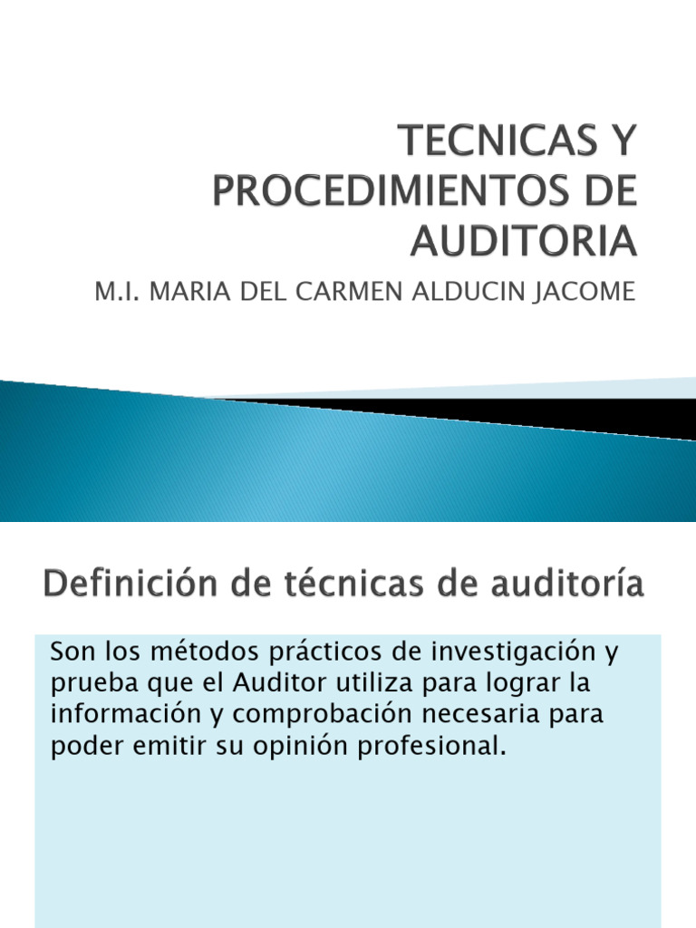 Tema 2 Tecnicas Y Procedimientos De Auditoria Pdf