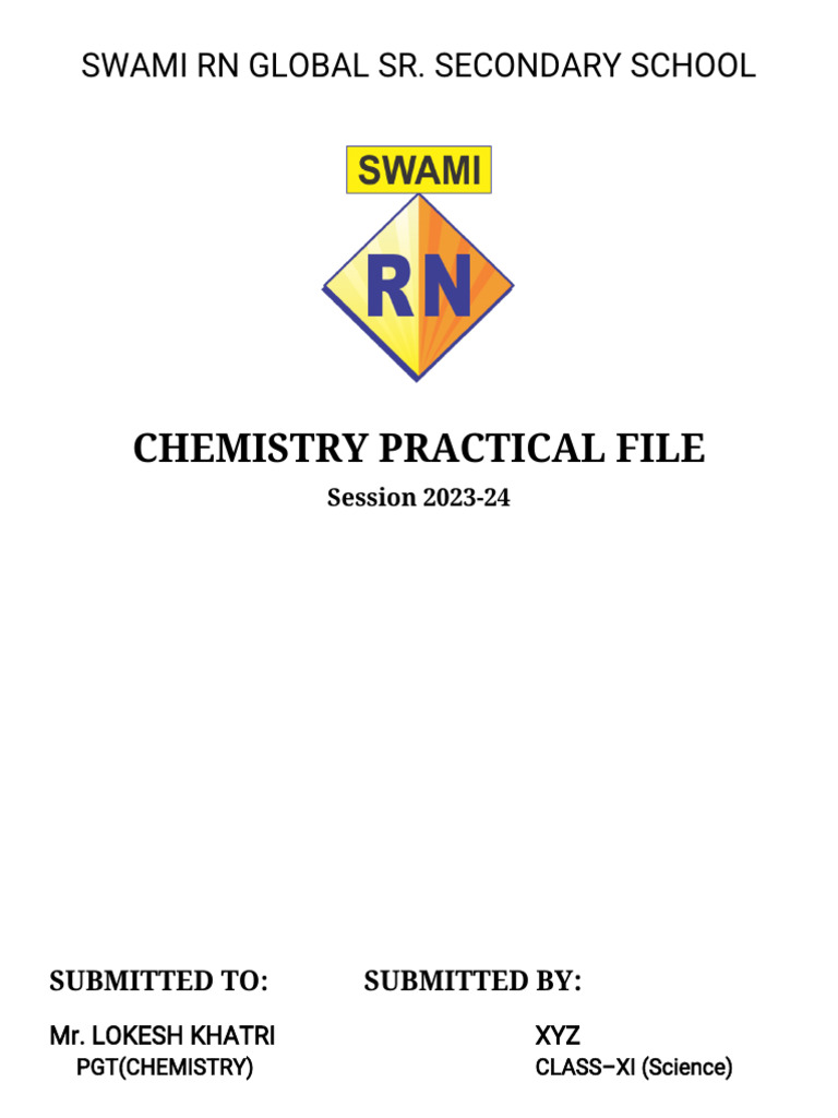 Cover Page Practical File Chemistry | PDF