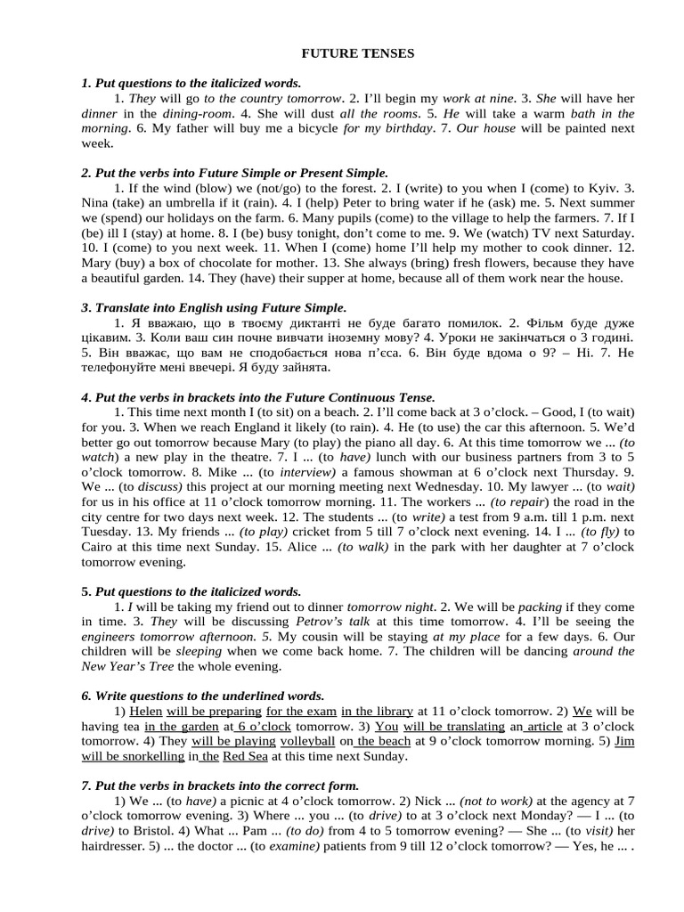 Future Tenses Pdf