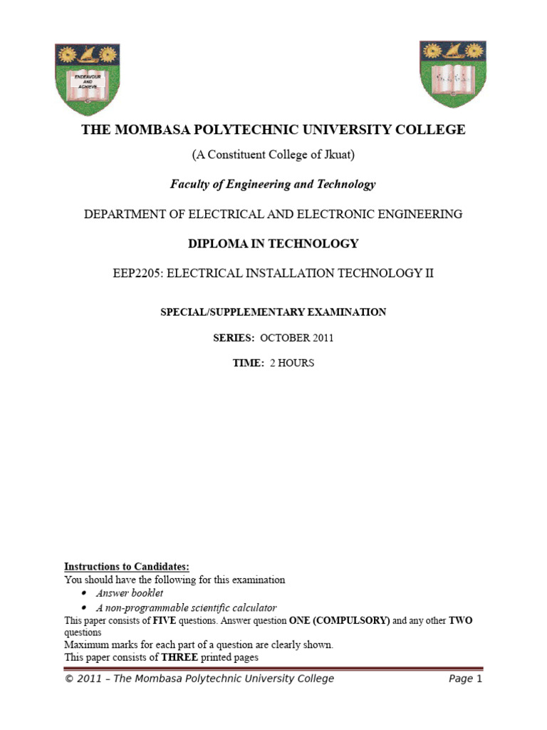 Electrical Installation Technology Ii Exam Pdf Electrical Wiring