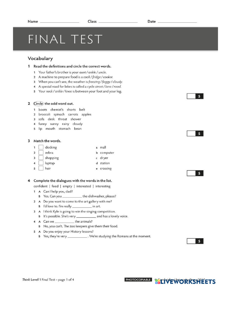 Final Test Think 1 | PDF