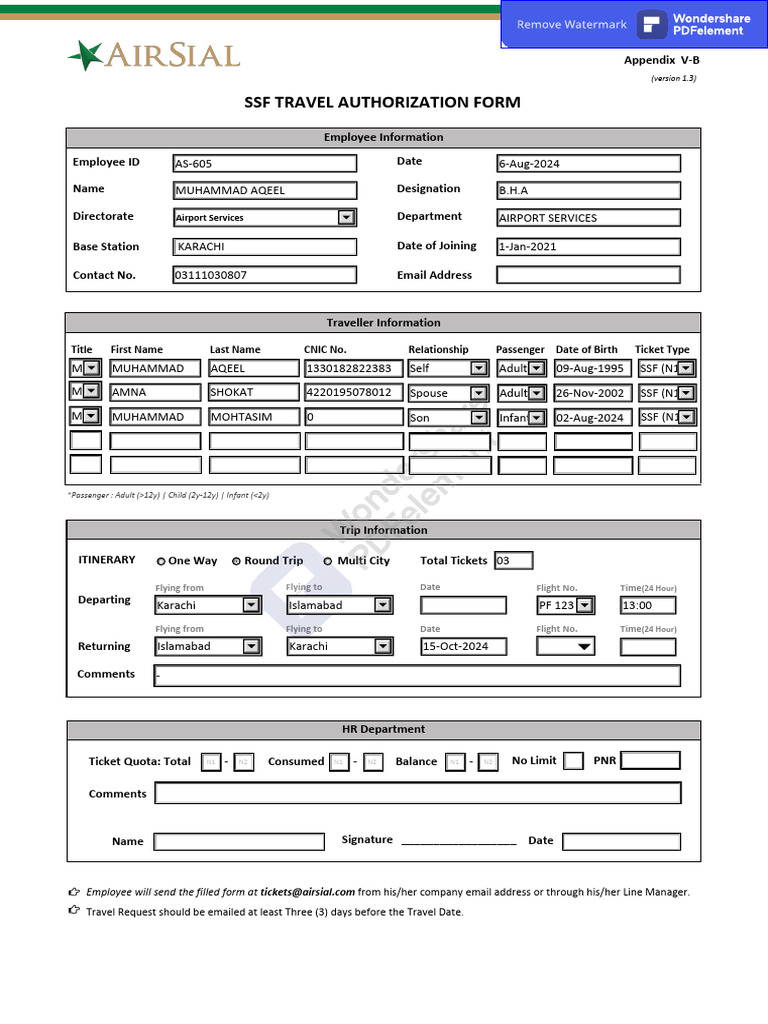 SSF Travel Authorization Form Guide | PDF