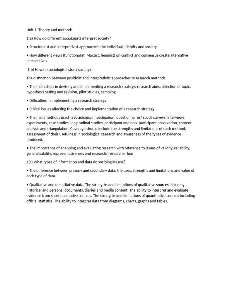 Key Points, Theory and Methods | PDF | Sociology | Qualitative Research