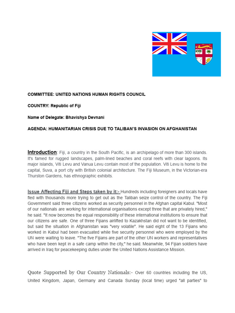 Position Paper of The Delegate of Republic of Fiji | PDF