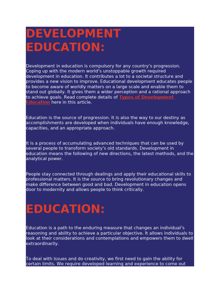 WHAT DOES EDUCATIONAL DEVELOPMENT MEAN intelligence overview