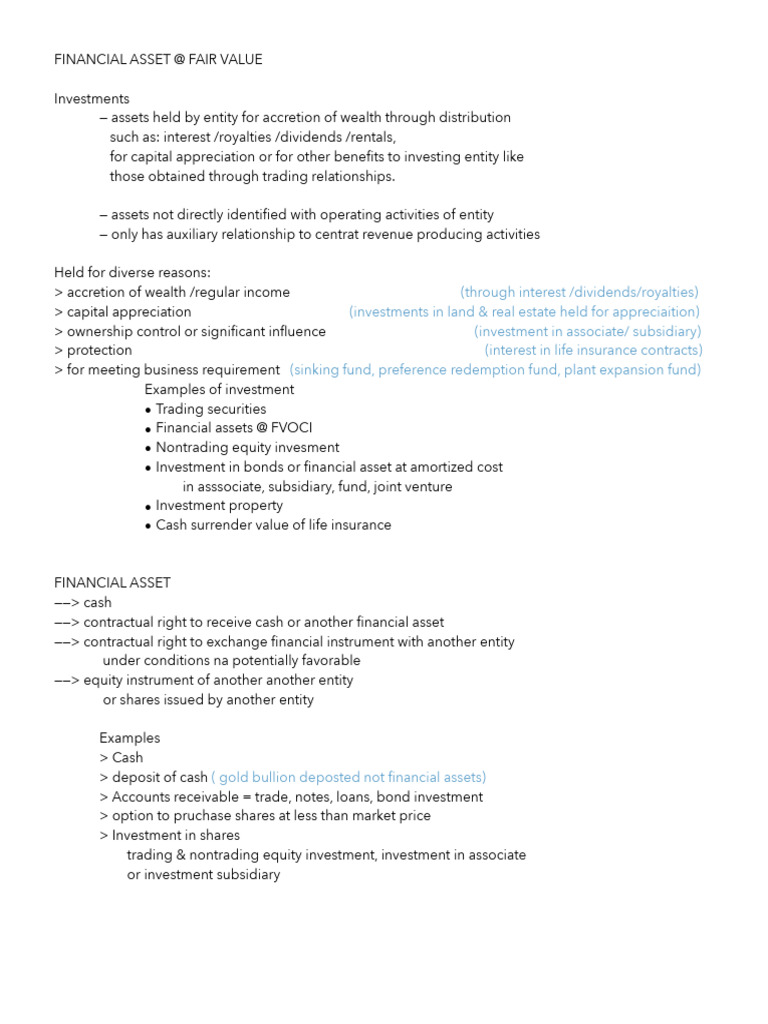 Financial Asset @FV | PDF