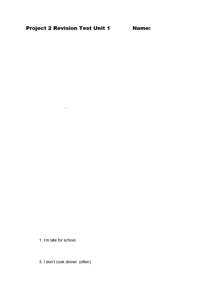 Project 2 Unit 1 Revision Test | PDF
