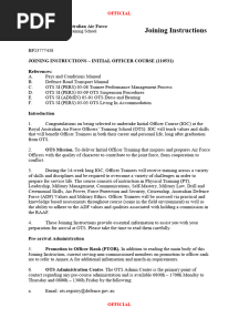 Joining Instructions - RAAF Initial Officer Course