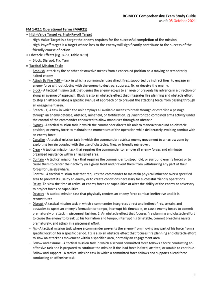 RC-MCCC Comprehensive Exam Study Guide (OCT21) | PDF