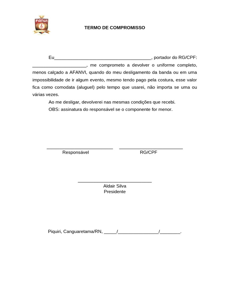 Termo de Compromisso | PDF