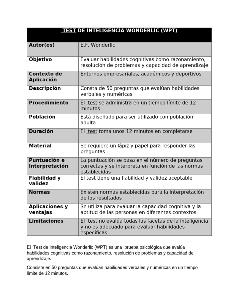 Test wonderlic pdf