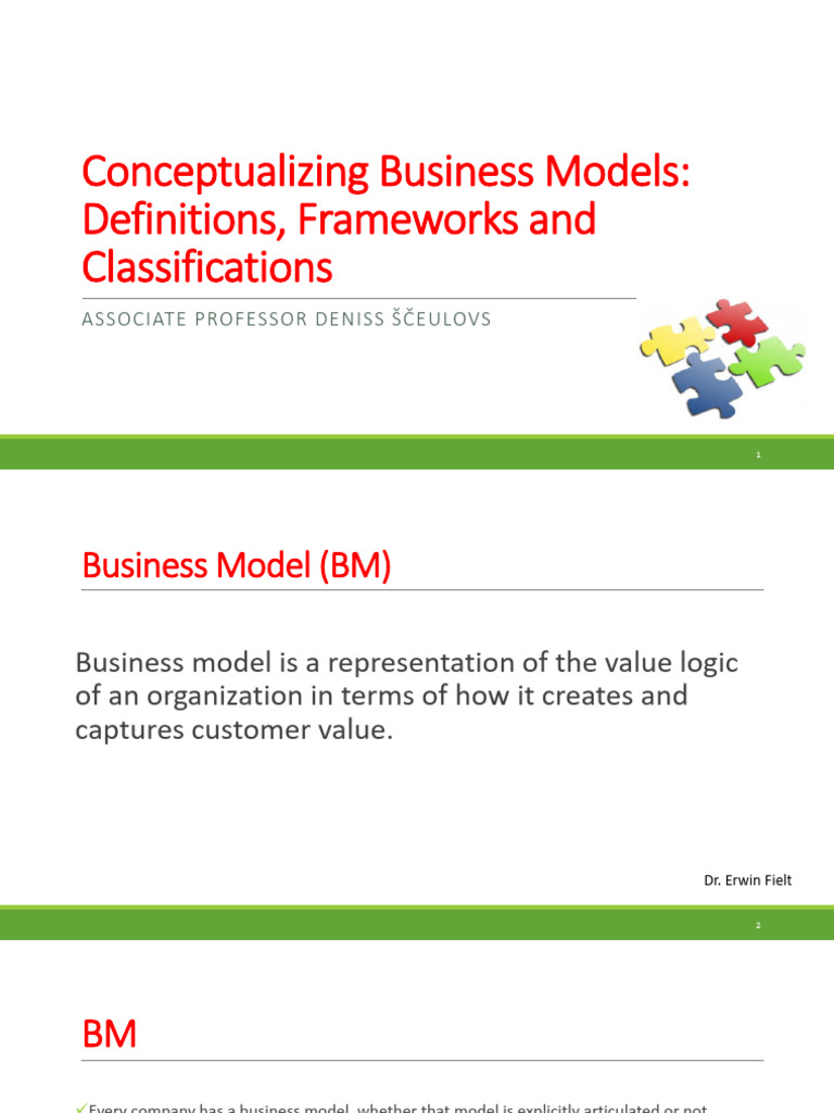 2nd Lecture - Conceptualizing Business Models - Definitions Frameworks ...