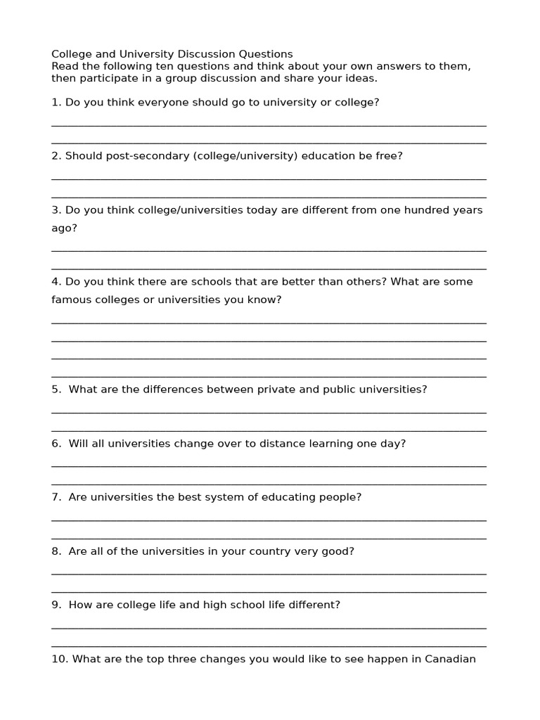 CollegeUni Discussion Questions | PDF