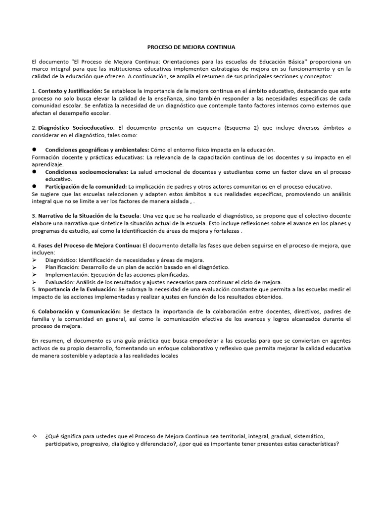 Act5 - Proceso de Mejora Continua | PDF