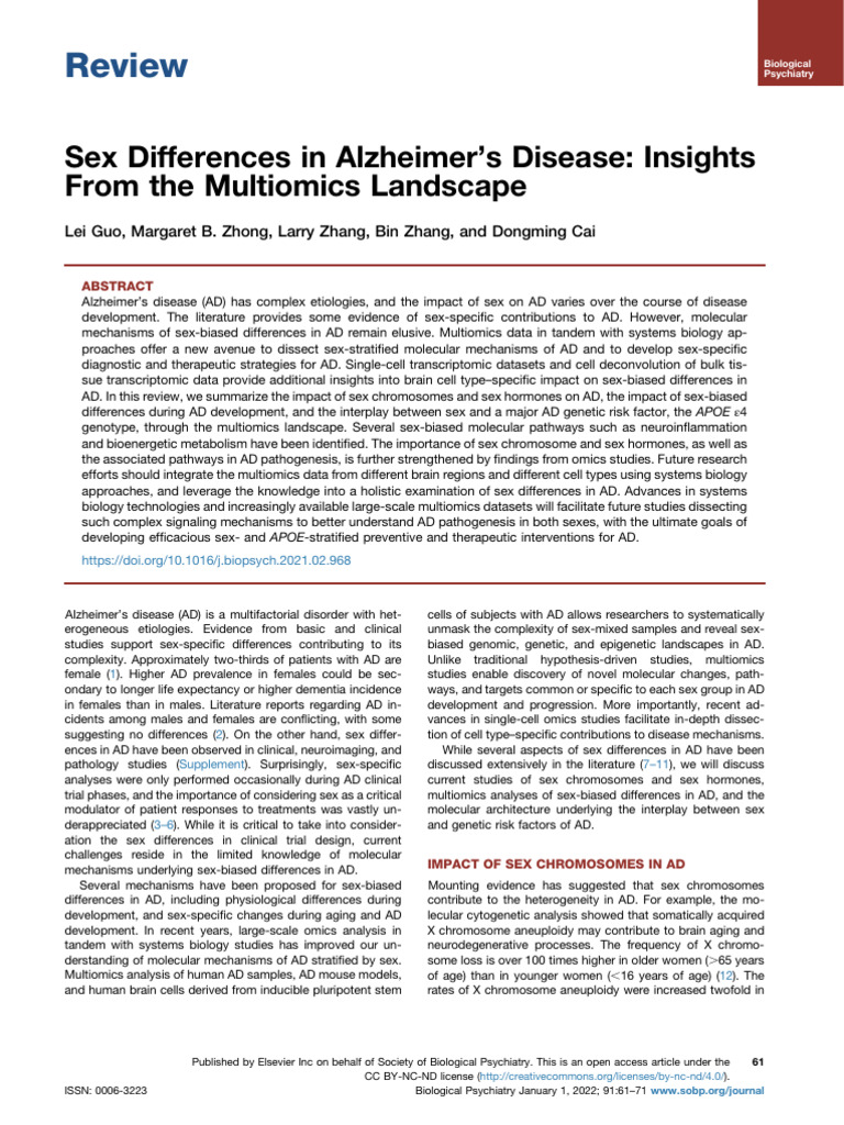 Sex Differences in Alzheimers Disease Insights | PDF