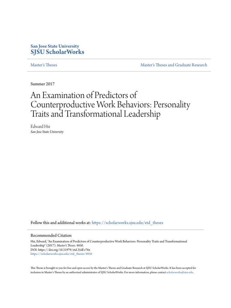 Personality Traits and Transformational Leadership | PDF