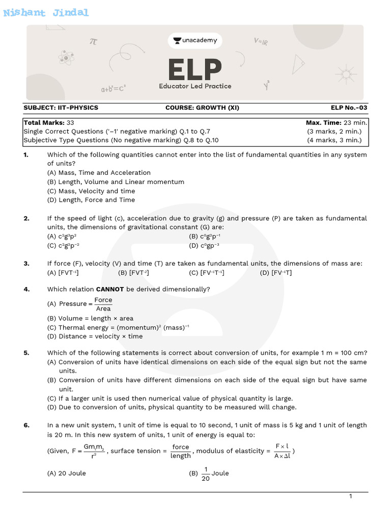 03 ELP 3 Student Copy PDF ELP 03 JindalJi247 | PDF
