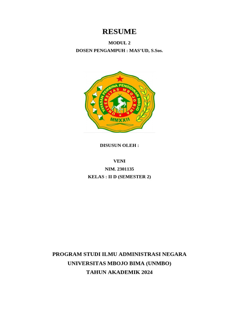 Resume: Modul 2 Dosen Pengampuh: Mas'Ud, S.Sos | PDF