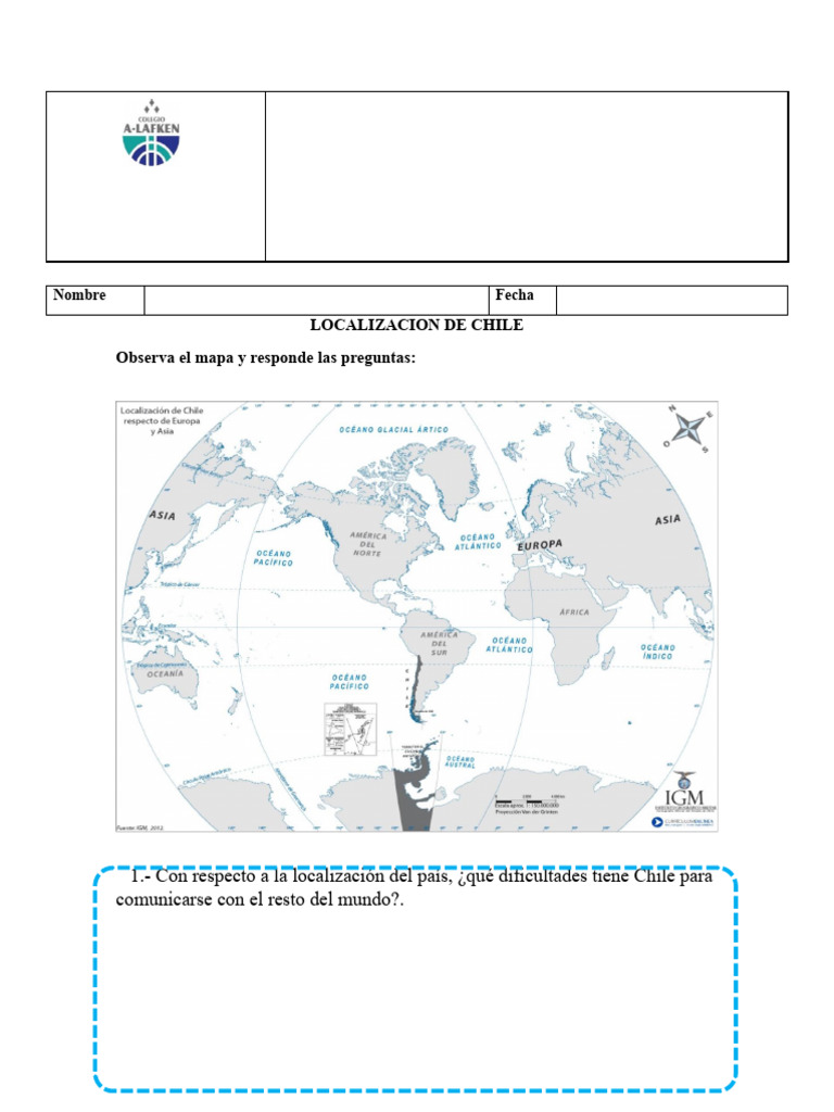 LOCALIZACION DE CHILE EN EL MUNDO HISTORIA SEXTO BASICO | PDF