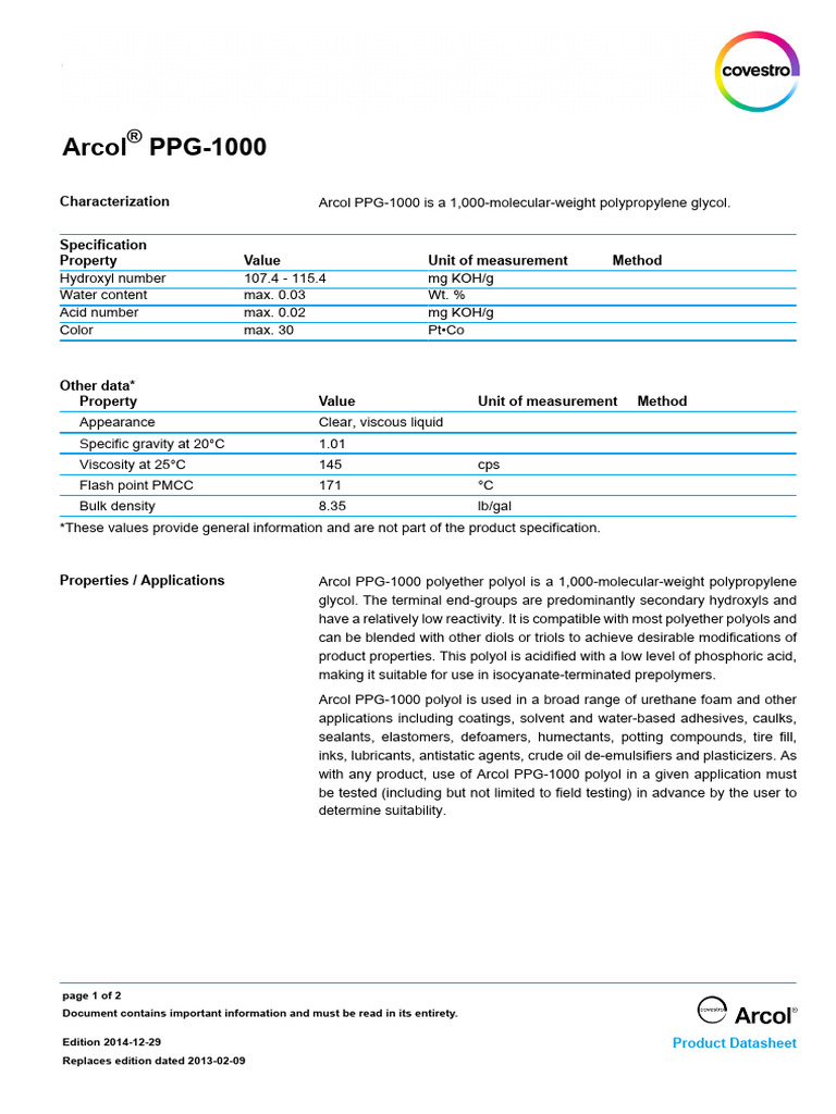 Arcol PPG 1000 - en - 05486637 13017757 13552549 | PDF