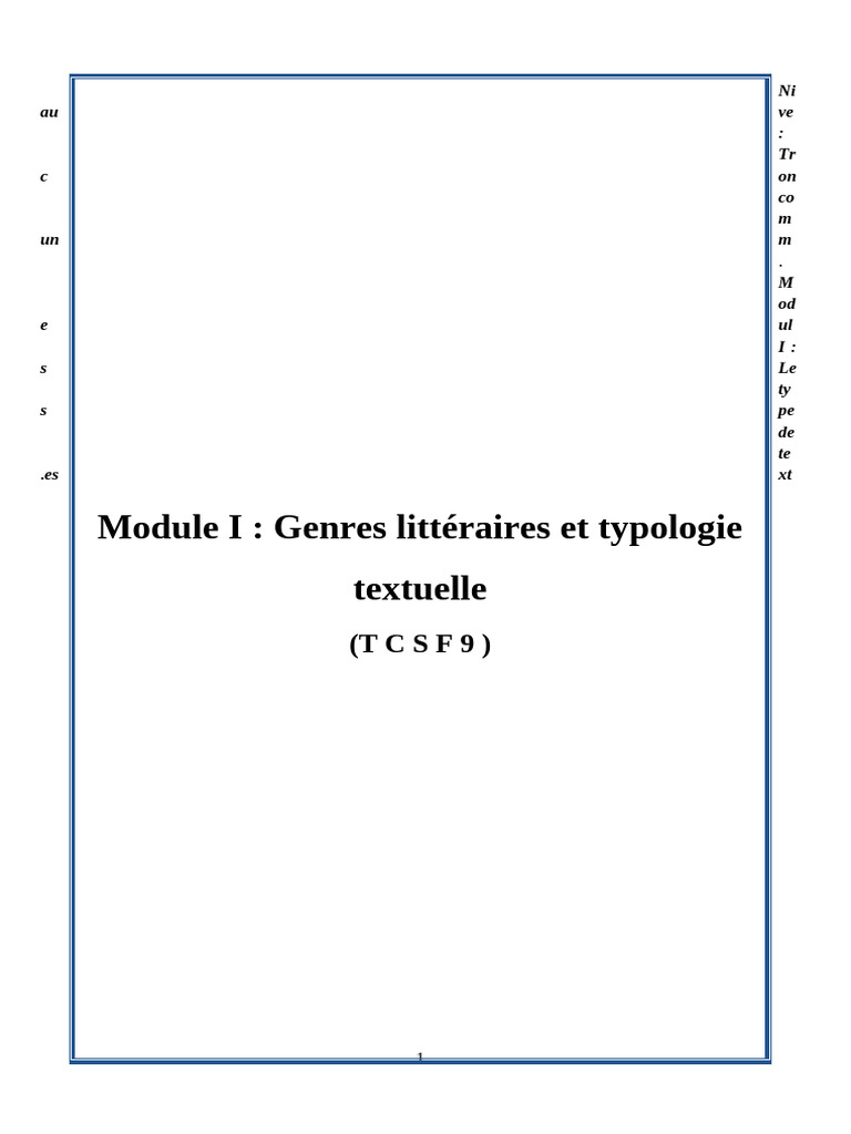Module 1 Les Types de Textes Tronc Commun Hind | PDF