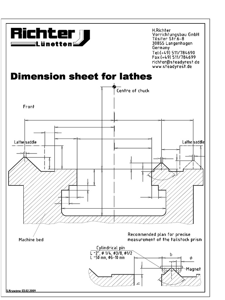 Steady Rest Dimension Sheet Lathe | PDF