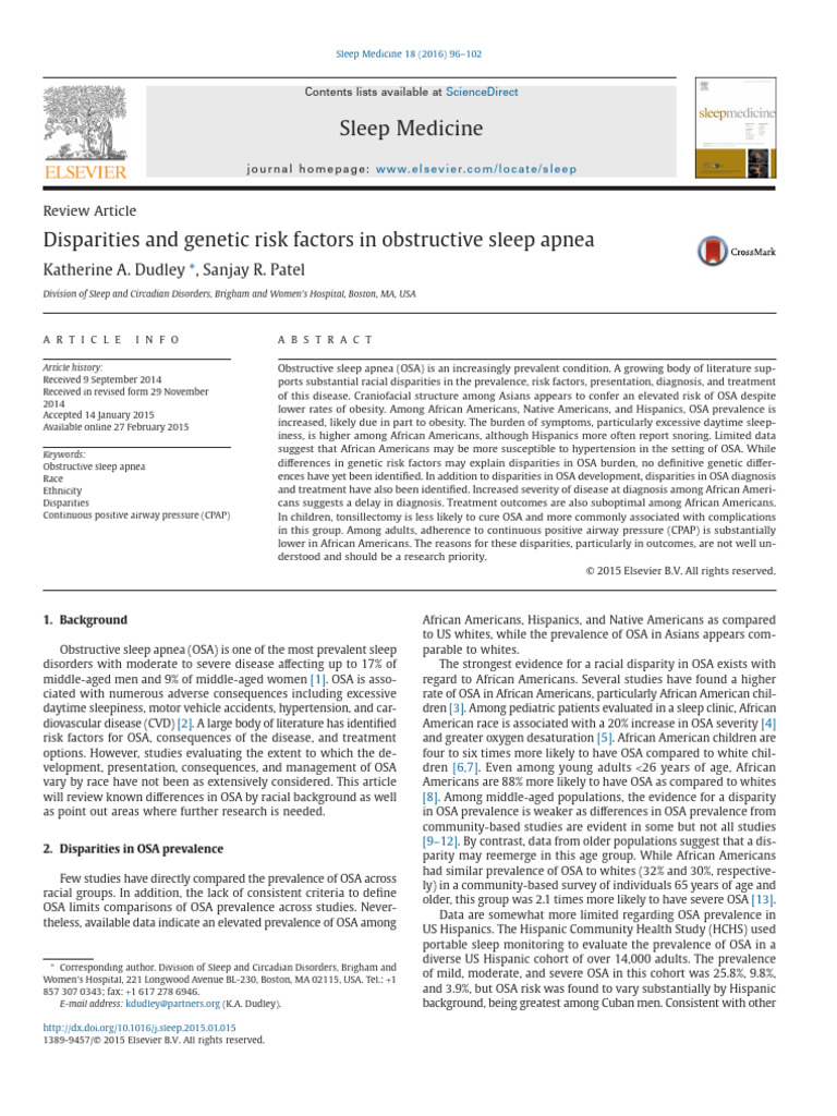 Disparities and Genetic Risk Factors in Obstructive Sleep Apnea | PDF