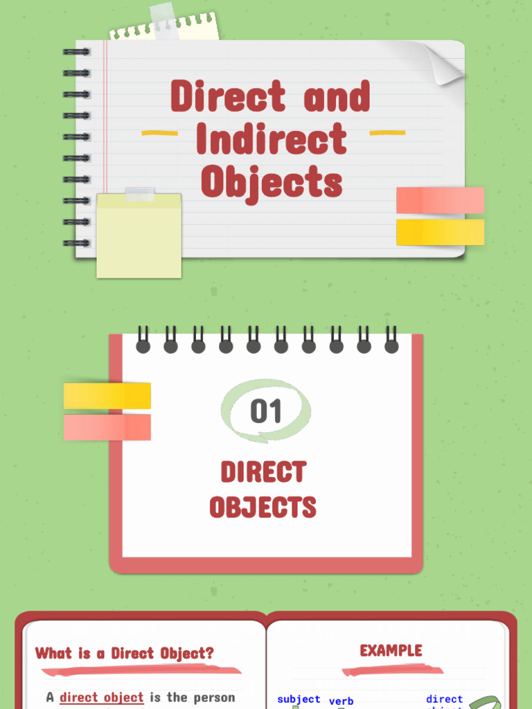 Direct and Indirect Objects Presentation With Practice Sentences | PDF