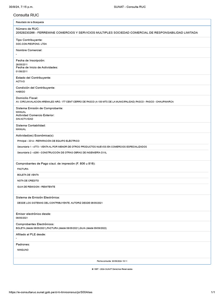 Sunat consulta ruc pdf