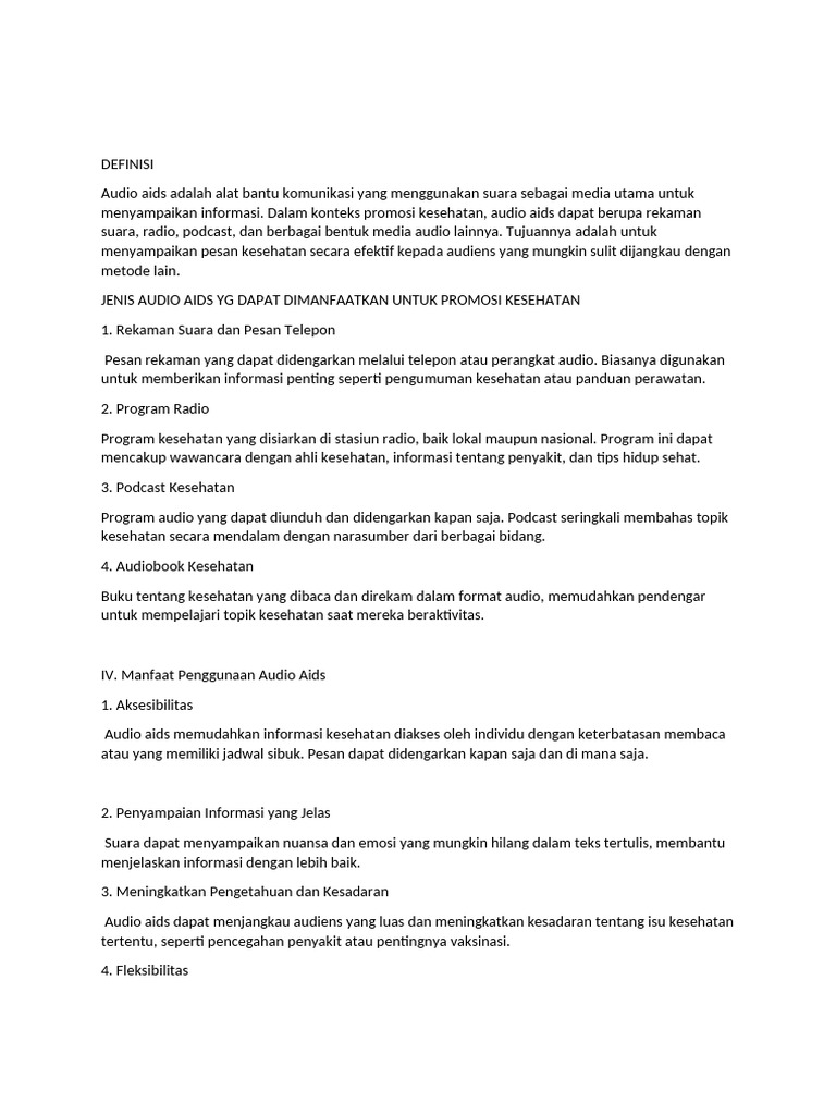 MATERI AUDIO AIDS Promkes Terbaru Hari Selasa | PDF