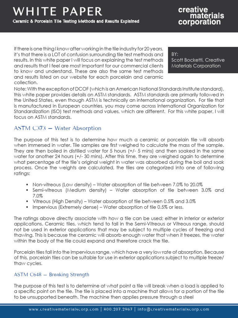 Ceramic Porcelain Tile Testing Rev2024-5 | PDF