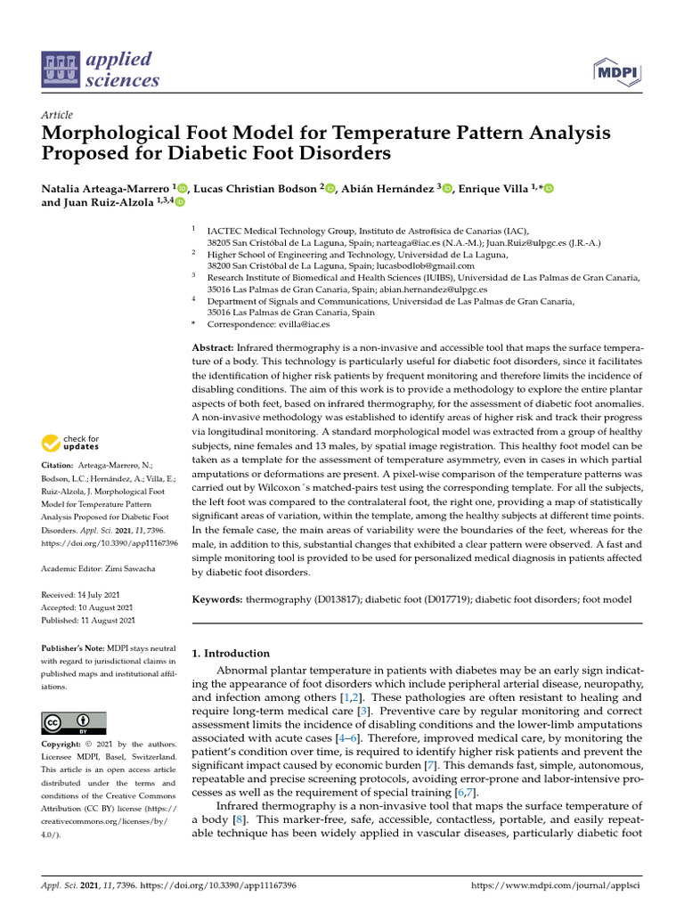 Arteaga-Marrero 2021 - Morphological Foot Model For Temperature Pattern ...
