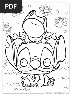 Funko Pop Stitch With Frog on Head to Color