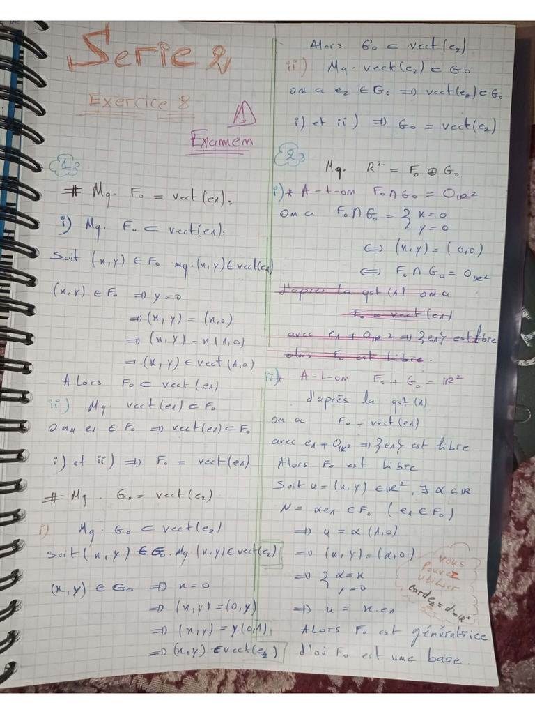 Exercice 8 Serie 2 ALGEBRE | PDF