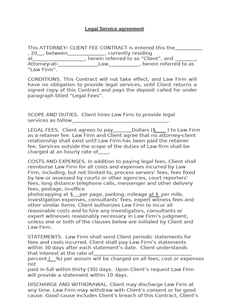 Legal service agreement pdf