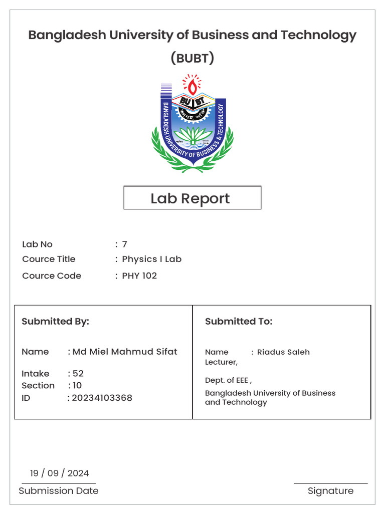 Cover Page Lab 7 Miel | PDF