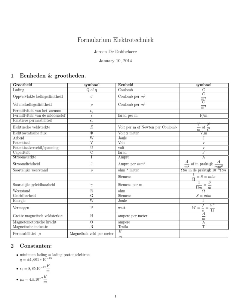 Formularium Elektrotechniek | PDF