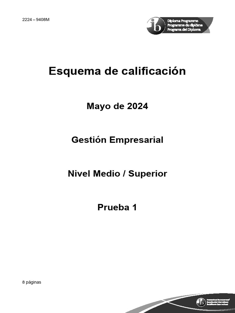 Business management paper 1 hlsl markscheme spanish pdf