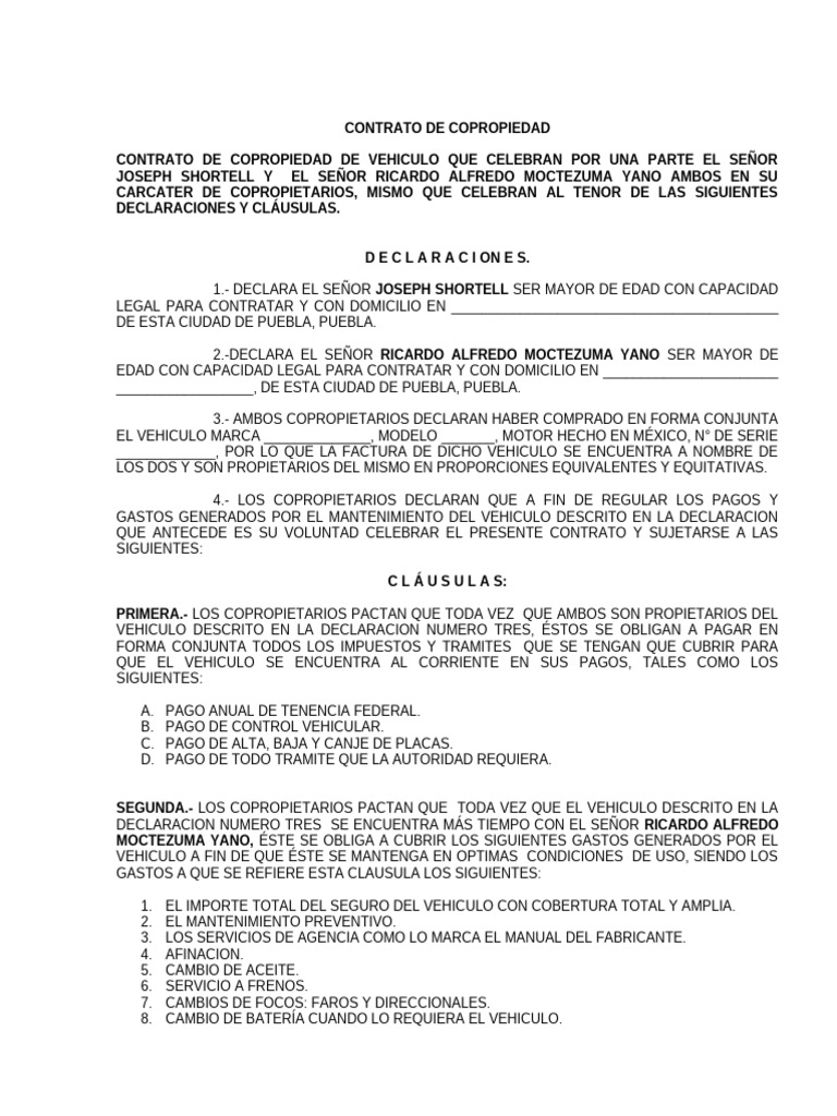 Contrato Copropiedad | PDF