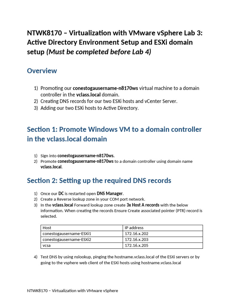 NTWK8170 - Lab3 Active Directory Configuration | PDF