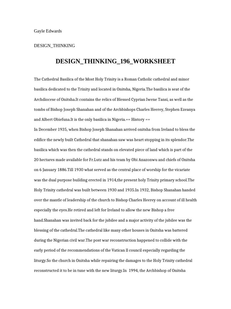 Design Thinking 196 Worksheet | PDF