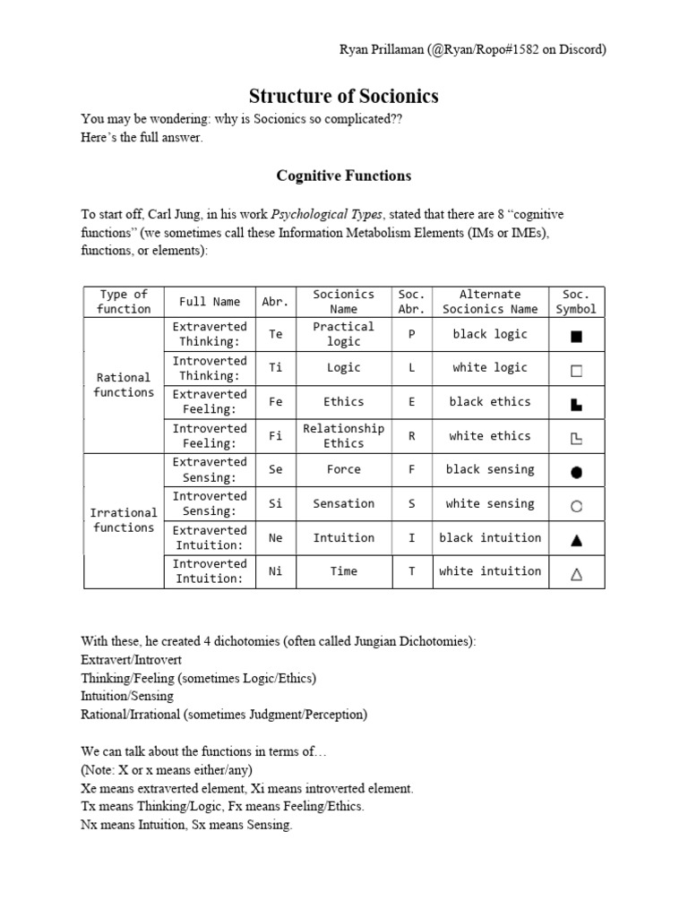 Socionics Structure | PDF