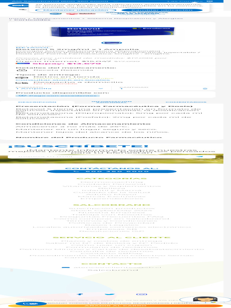 Betavol 5 2mgml X 1 Ampolla Productos Salcobrand | PDF