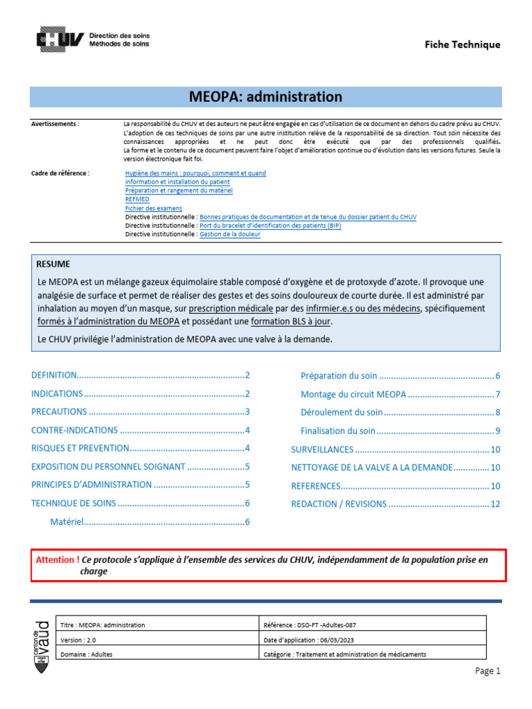 MEOPA Administration Guidelines | PDF