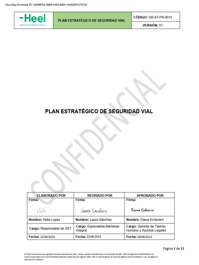 GR-ST-PR-0015-1 Plan Estrategico de Seguridad Vial | PDF