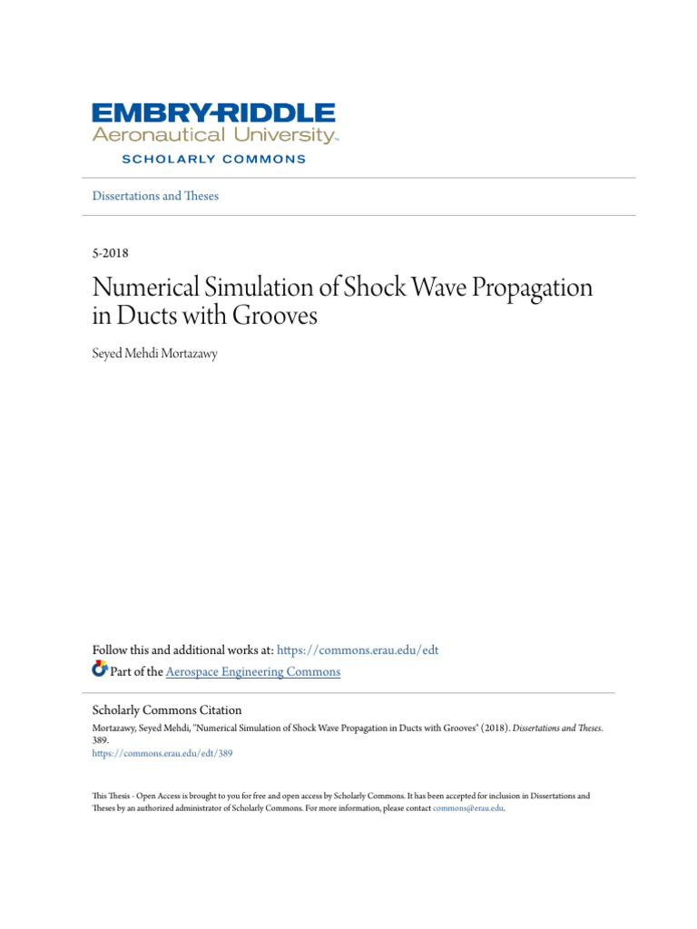 Numerical Simulationof Shock Wave Propagationin Ductswith Groo | PDF
