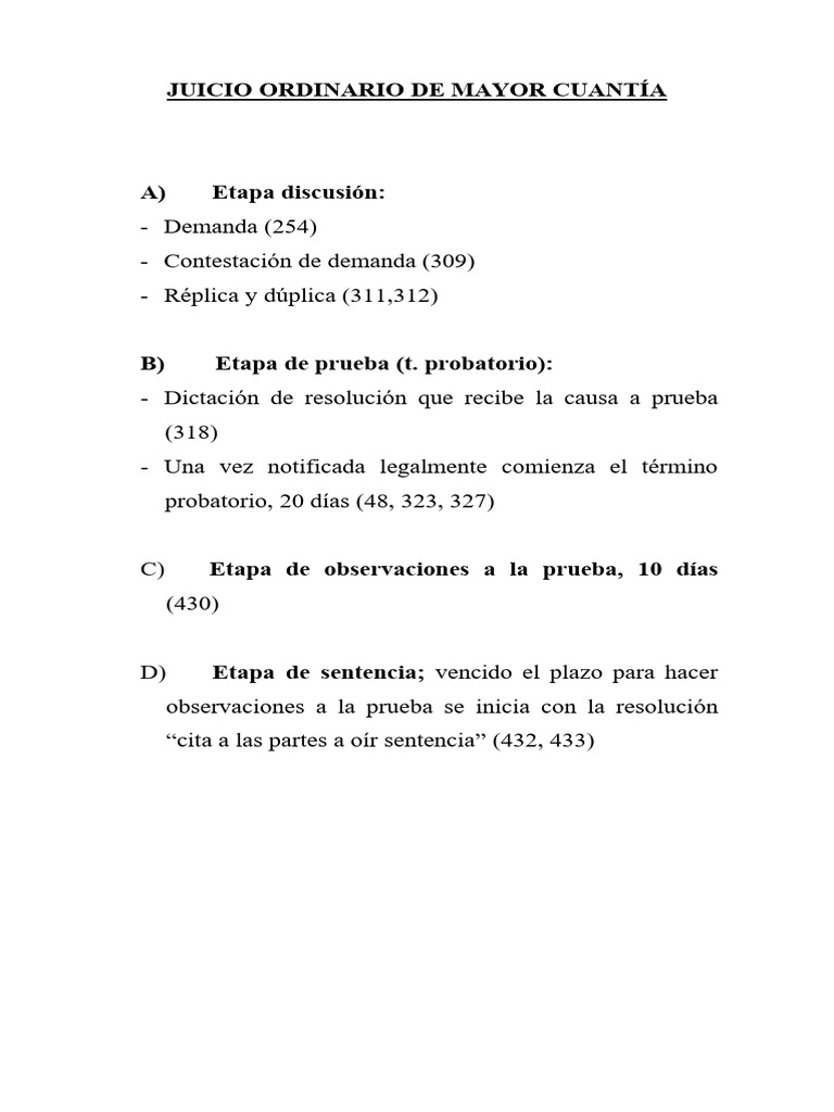 ESQUEMA JUICIO ORDINARIO COMPLETO | PDF
